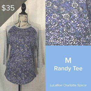 NWT Grey and Purple Floral Lularoe Randy Tee